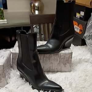 Open Edit Women's Sz 10 Western Black ankle Booties Boots NWOB